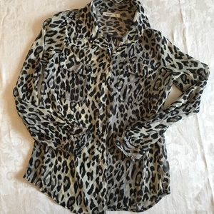 Black and Gray Leopard Print Blouse